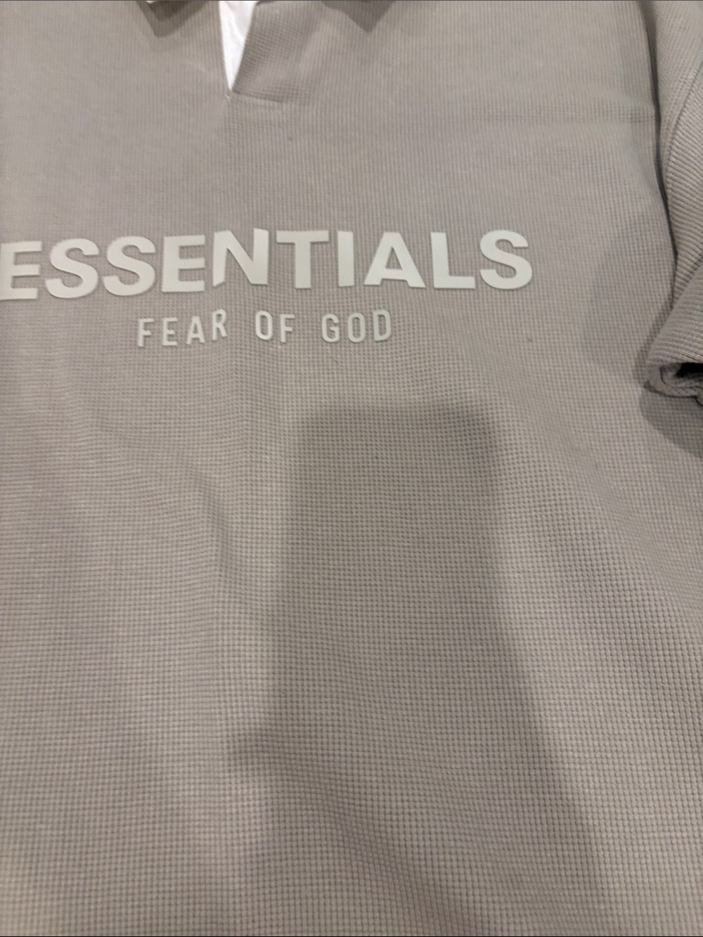 Fear of God ESSENTIALS Beige Rugby Pullover with White Collar - Picture 5 of 15